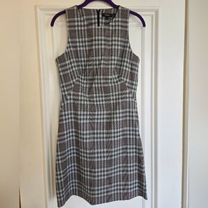 Theory Optical Plaid Sleeveless Sheath Dress